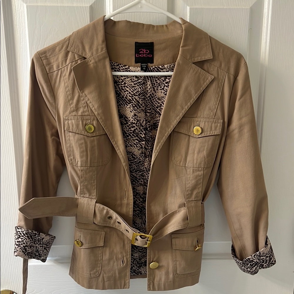 2b Bebe Tan Utility Jacket with Tailored Fit